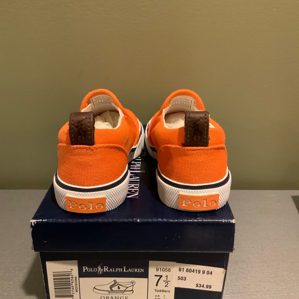 Polo by Ralph Lauren Kids Orange Slip-On Sneakers 7.5 - Picture 3 of 4